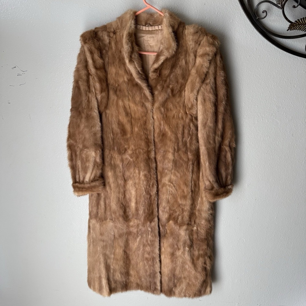 Vintage 70s 80s Full Length Real Fur Coat Brown Glam Luxury Winter Long Jacket